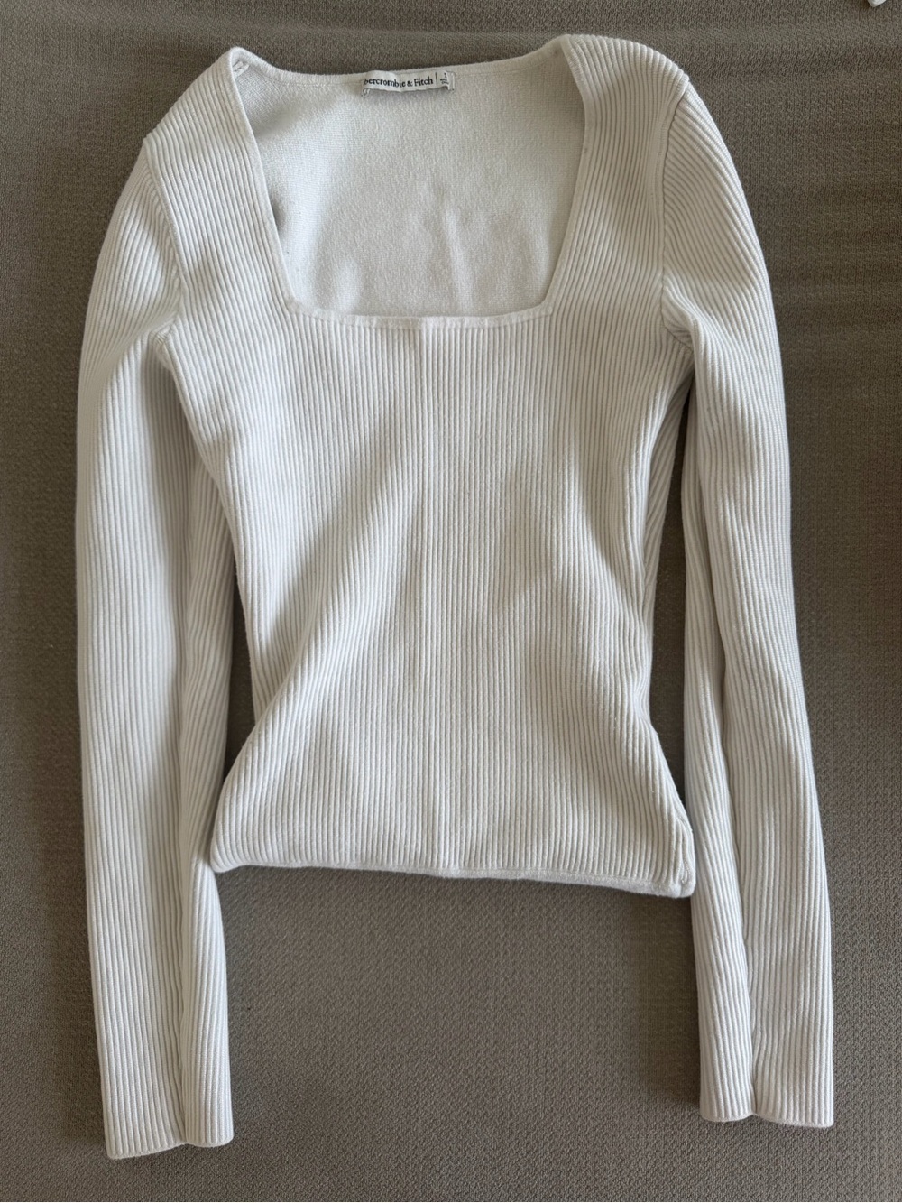Abercrombie Ivory Ribbed Square-Neck Top